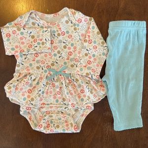 Carter's Orange Ruffle Onesie Legging Set 3m